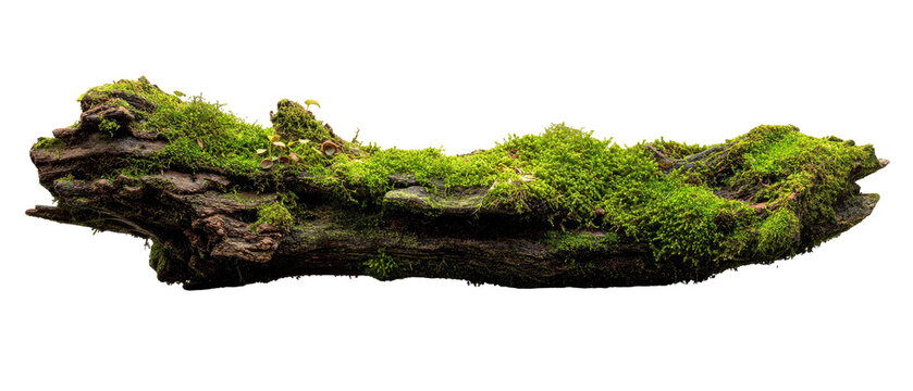 Moss-covered log, dark background