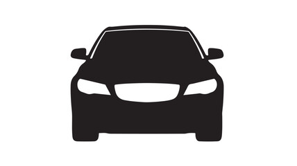 Car Silhouette Modern Dark Front View on White Background for Automotive Design