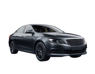 Fototapeta premium Dark Grey Sedan Front Angle Isolated Cutout PNG
