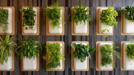 Modern Vertical Indoor Garden Wall with Lush Green Plants in Contemporary Apartment Interior