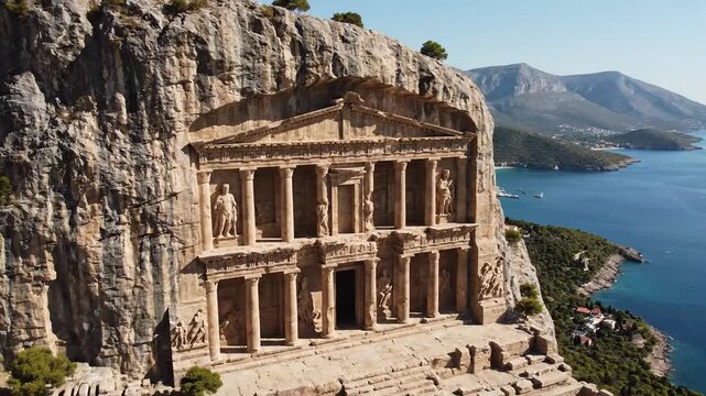 Ancient Rock-Cut Tomb in Turkey - A Majestic Architectural Marvel.