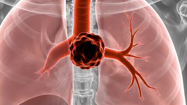 Pulmonary Artery Blockage by Blood Clot Showing Sudden Flow Interruption and Lung Tissue Darkening in Ultra Detailed Chest Anatomy