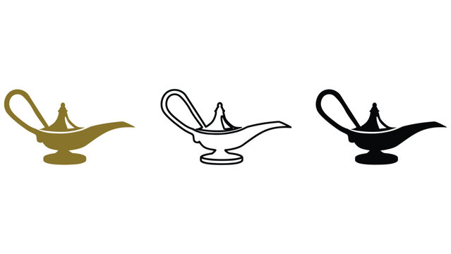 A set of three oil lamp icons in different colors and styles
