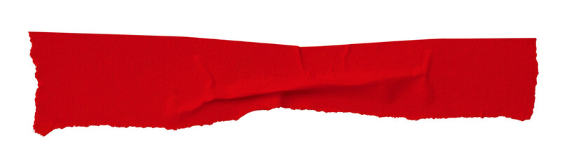 Obraz premium red crumpled torn tape isolated on transparent background.