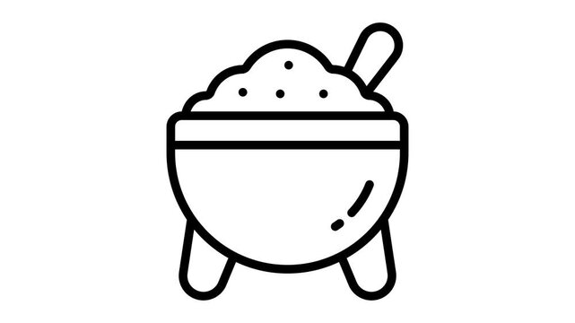 Well crafted outline animated icon of stone molcajete bowl