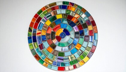 Obraz premium Colorful Glass Mosaic Circular Design for Crafts Art Projects Home Decor and Creative Backgrounds.