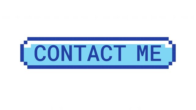 Contact me retro pixel button animation. Email message communication request. Business reach out. Website mail. Animated 8-bit arcade-style CTA overlay. Classic game-inspired UI call-to-action