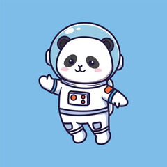 cute cartoon anda floating in spacesuit