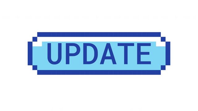Update retro pixel button animation. Page reload refresh. Sync content. New version. Latest data. Upgrade software. Animated 8-bit arcade-style CTA overlay. Classic game-inspired UI call-to-action