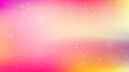 Vector abstract gradient background with soft pink, yellow and purple colors. Magic bokeh lights and falling snow texture. Vibrant blurry mesh backdrop for cosmetic or holiday banner design. © Imaster