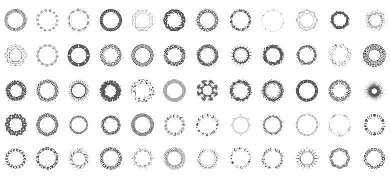 Hand-Drawn Circular Design Elements for Logo, Label, and Invitation