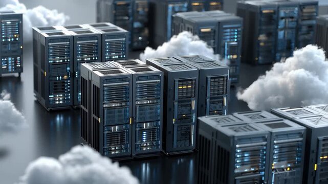 Cloud server infrastructure showcasing data storage and processing capabilities in a digital landscape