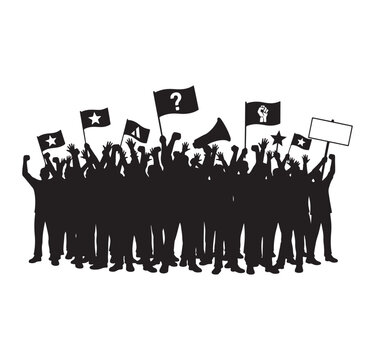 Protest Crowd Silhouette Vector, Rally People Clipart Graphics, Demonstration March Design, Activist Group Set, Public Gathering Pack, Strike Protest Collection, Movement People Bundle

