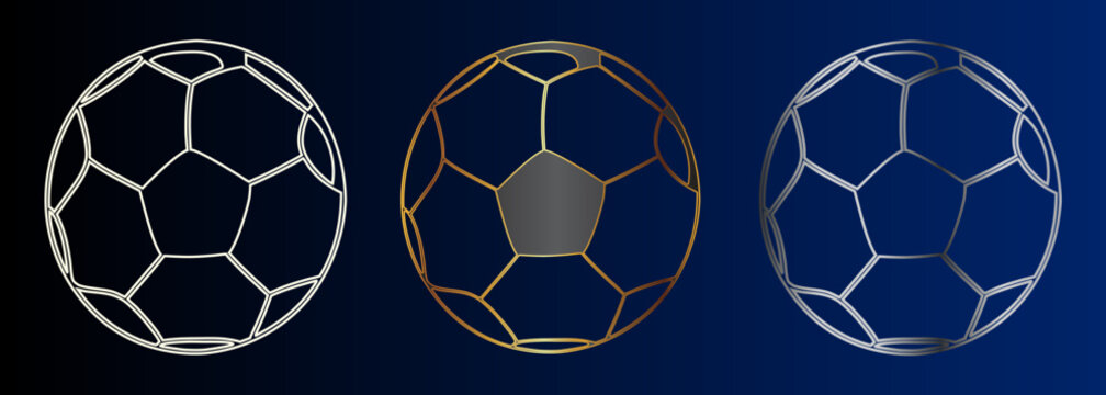 Futbol Sphere Geometry Set, Metallic Gold Silver Design For Sports Branding And Modern Graphics