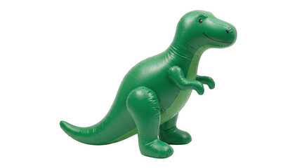 Obraz premium Plastic dinosaur toy in playful green color with soft studio lighting on white background for childrens party