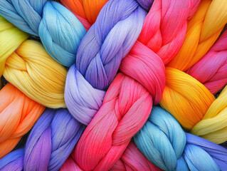 A Close-Up View of Interwoven Fibers in a Bright Tapestry