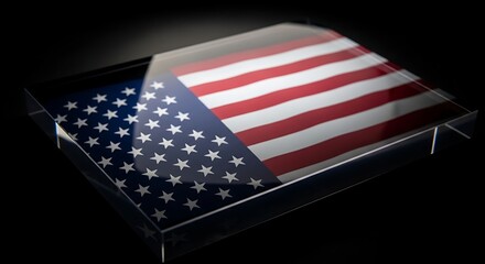 American flag draped casket in memorial service