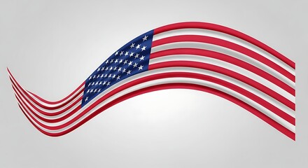 Fototapeta premium Waving american flag icon with red white and blue colors