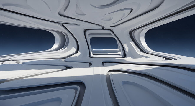 Exploring a unique abstract space with smooth lines and stark contrasts in design and form
