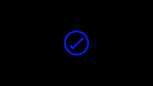 A stark black background features a single bright blue curved line resembling a checkmark or a swift motion high quality professional