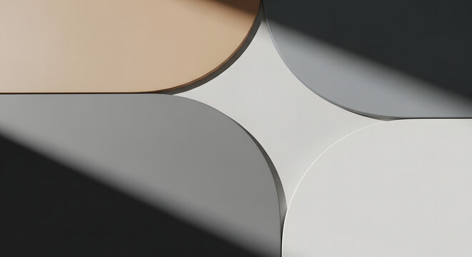 Geometric shapes create soft lines and shadows in a modern space with a minimal design approach