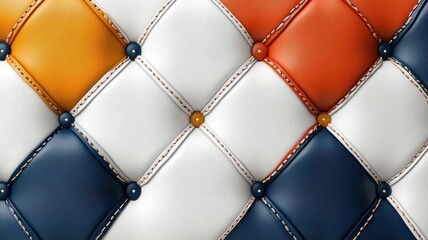 Naklejka premium Stylized illustration of diamond-stitched leather pattern in bold colors.