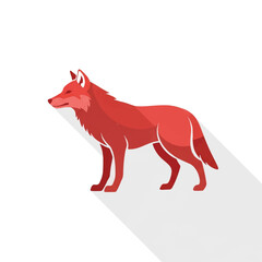 Red Wolf Illustration Standing Profile View.