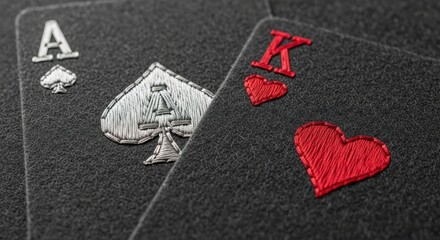 Close-up of ace of spades and king of hearts playing cards