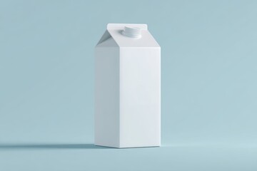 Blank milk carton packaging mockup on soft blue gradient with copy space-ideal for dairy branding, label prototypes, or modern ads; versatile, customizable, and editable.