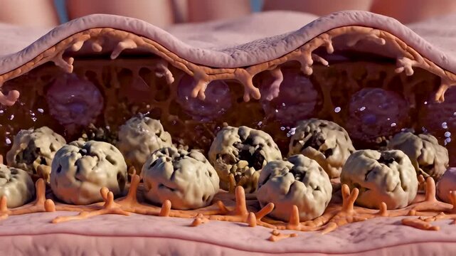 Ultraviolet radiation damaging skin cells at molecular level causing DNA breaks cellular self destruction and peeling tissue response
