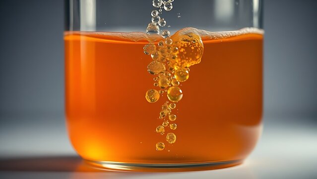 spinor. Time-lapse of colorful liquid in a glass jar with rising bubbles. bar promotions, beverage menus, designed for product packaging and bar promotions, used by marketing managers.