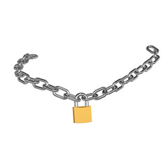 Safety Chain Symbol: A close-up shot of a metallic chain, secured with a golden padlock, forming a visual representation of security and protection.