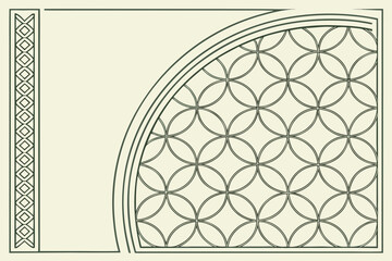 Intricate geometric patterns and designs on a circular architectural structure isolated on transparent background, isolated on white background, Vector