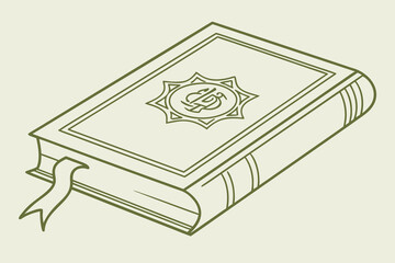 An ancient book with a decorative cover and a ribbon bookmark isolated on transparent background, isolated on white background, Vector