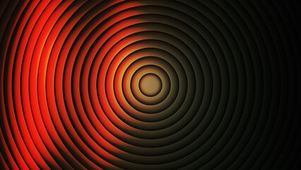 Concentric red and black circular wave pattern with glowing center circles waves