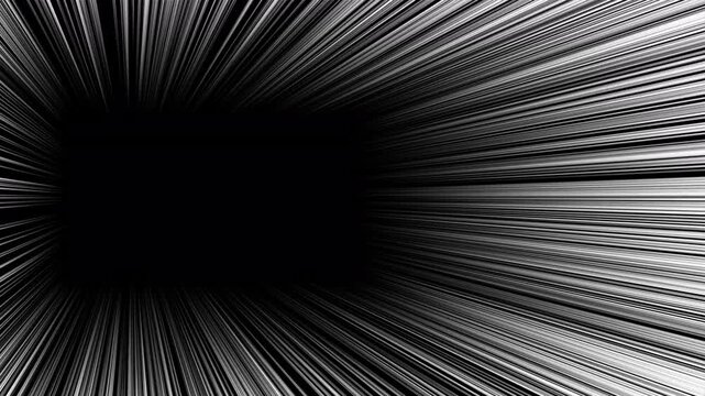Dynamic Speed Lines Animation with Left Offset Center on Black Background Loop