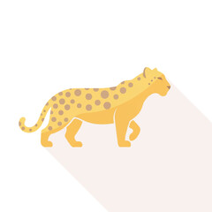 Fototapeta premium Yellow Leopard Walking Sideways Flat Illustration.