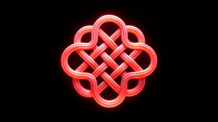 Symbol with intertwining lines on black background showcasing design and art techniques
