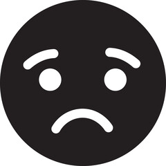 Obraz premium Sad emoticon. Emoji face icon on black and white. rate of satisfaction level. art vector illustration.