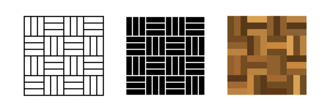 Wood parquet icon, floor tile background
