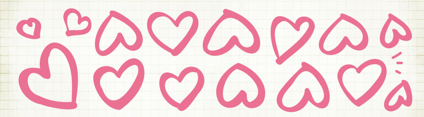 Pink sketched heart icon. Hand-drawn love doodle symbol, scribble romantic silhouette
