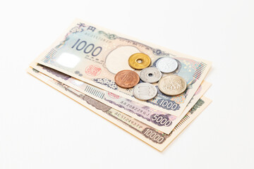 白背景に日本のお金