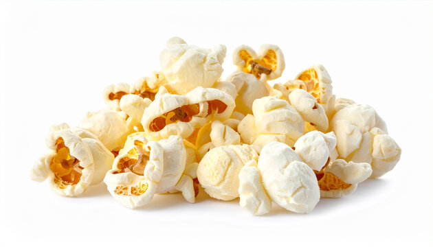 A pile of popcorn on a white background 897