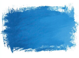 Textured blue paint stroke with rough, brushed edges on a white background
