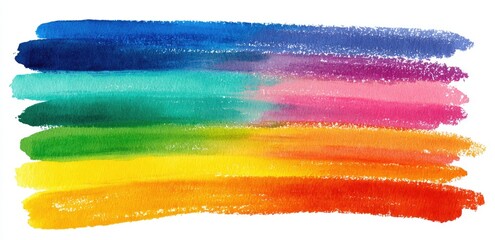 Watercolor stripes in spectrum of colors, horizontally aligned on white