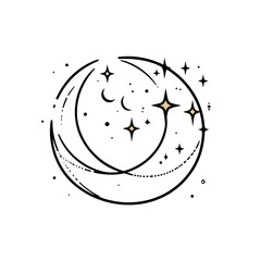 Księżyc i gwiazdy rysunek tatuaż