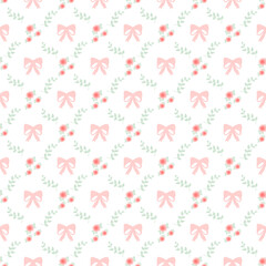 seamless pattern with bow and rose