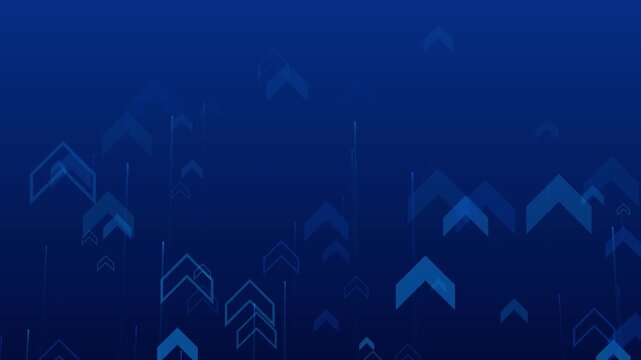 abstract blue motion background with arrow shapes up and shiny lines , futuristic ai technology and science social media design element