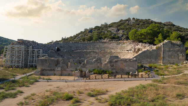 The ruins of the ancient city of Patara. View in the ancient theatre. Antalya, T&uuml;rkiye