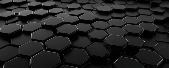 3D dark, geometric honeycomb pattern with varied height and glossy surface
